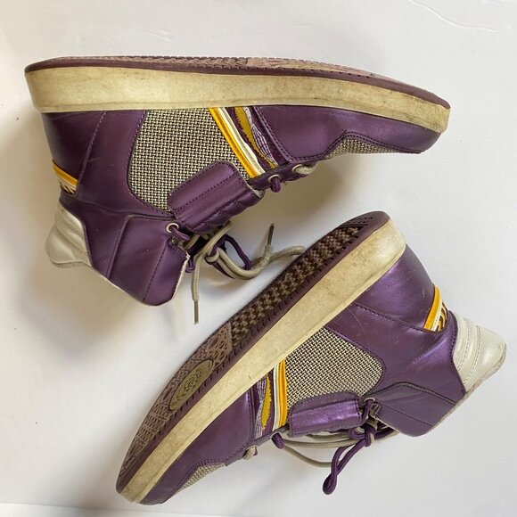 Vintage Coogi Australia Purple Leather Hi Fashion Sneakers Men's Shoe 8 EUR 41 - Picture 4 of 12